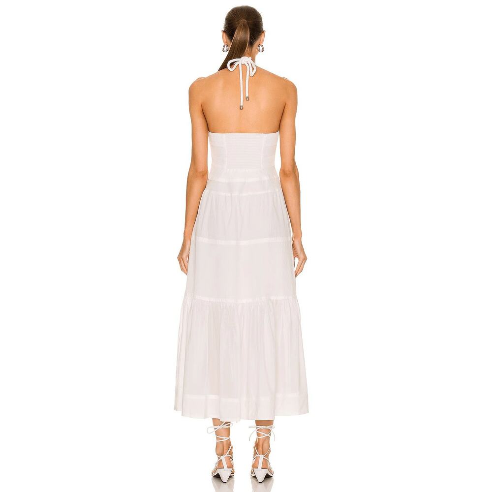 A.L.C. Adelle Dress Halter Tiered Smocked Maxi in White Ivory Shirred Voile Day - Picture 3 of 12